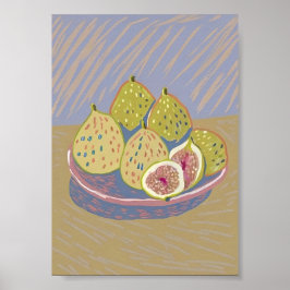 Poster Modern Fig Still Life Pastel Painterly Fruit Art 