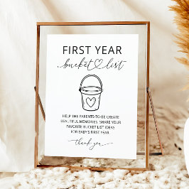 Poster Modern First Year Bucket List Baby Shower Sign
