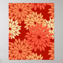 Poster Modern Floral Kimono Impressão, Mandarin Orange