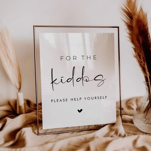 Poster Modern For the Kiddos Wedding Kids Table Sign (Criador carregado)