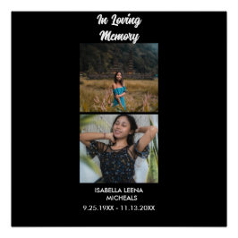 Póster Modern Funeral Personalized 2 Photo Memorial