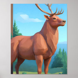 Poster Modern Geometric Design: Low Poly Reindeer 