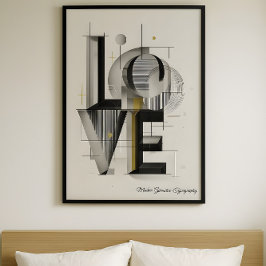 Poster Modern Geometric LOVE Typography Abstract Art