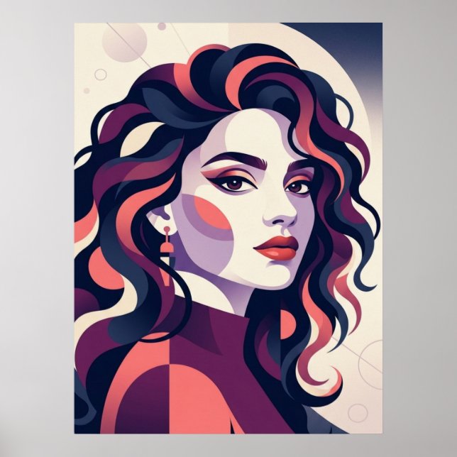 Poster Modern Geometric Woman Portrait (Frente)
