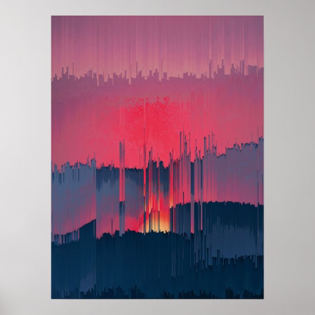 Poster Modern Glitch Horizon Wall Art (Frente)