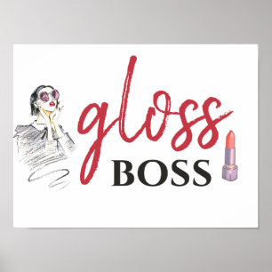 Poster Modern Gloss Boss Girl Black Red Funny Art