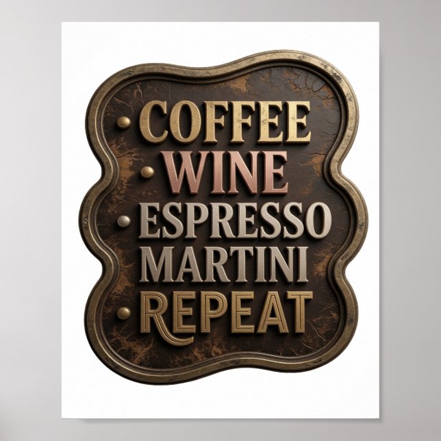 Poster Modern Gold CAFÉ VINHO ESPRESSO MARTINI REPITA (Frente)