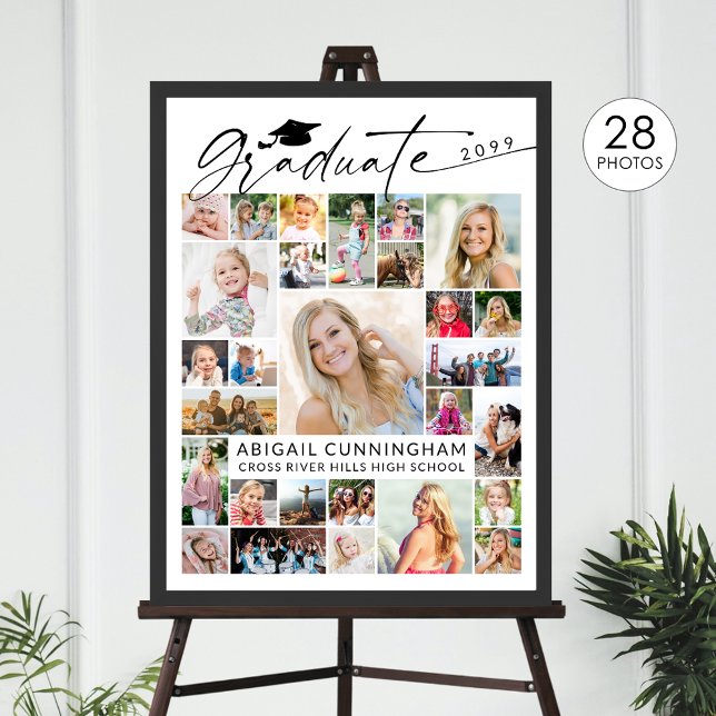 Poster Modern Graduate 28 Photo Collage Party Display (Criador carregado)
