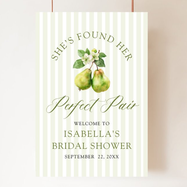 Poster Modern Green Gingham Perfect Pair Bridal Shower (Modern Green Gingham Perfect Pair Bridal Shower Welcome Sign)