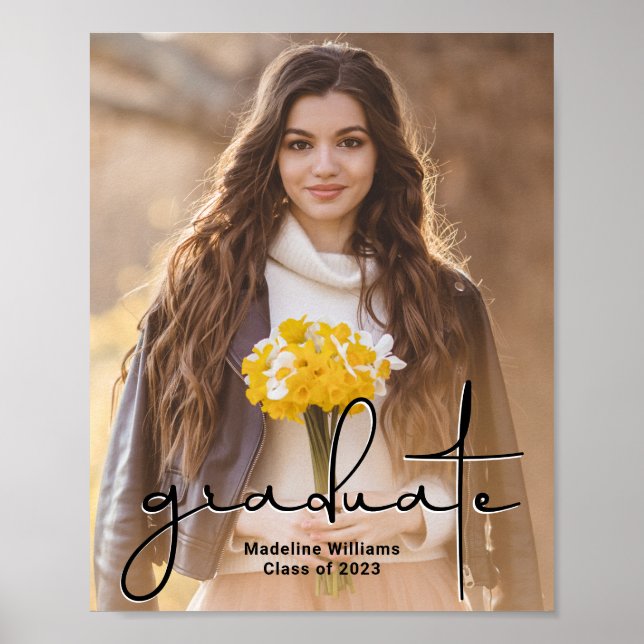 Poster Modern Hand-Written Script Photo Graduation (Frente)