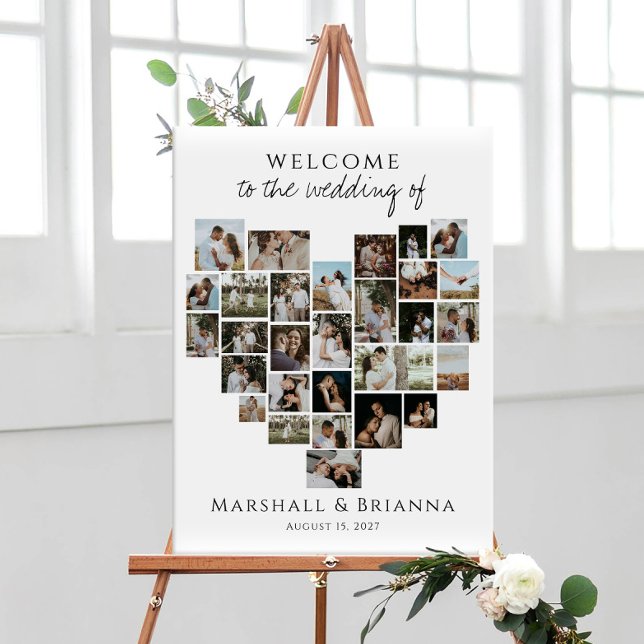 Poster Modern Heart Photo Collage Wedding Welcome (Criador carregado)
