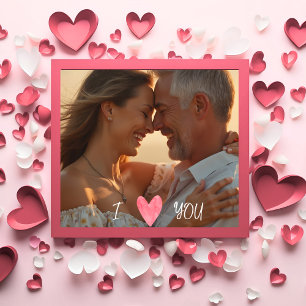 Póster Modern I Love You Photo with Heart
