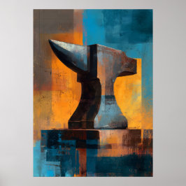 Poster Modern Impressionist Anvil Painting Craft Strength