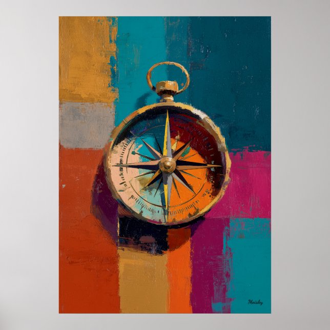Poster Modern Impressionist Compass Painting Direction (Frente)