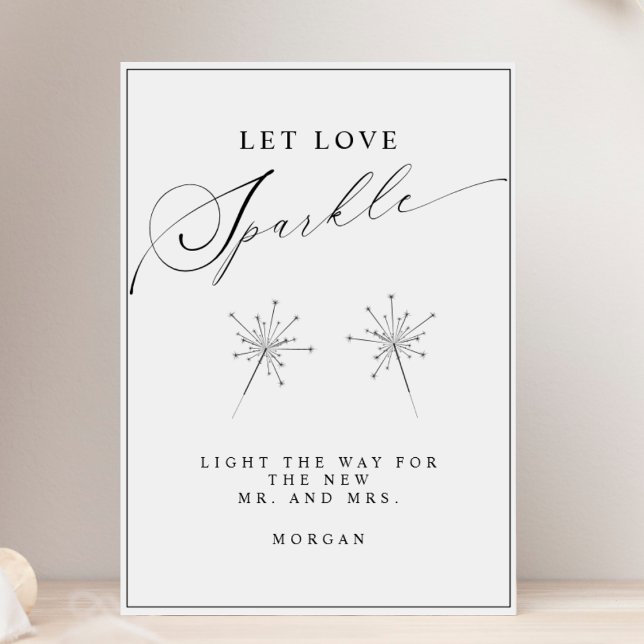 Poster Modern Let Love Sparkle Sinal de Mesa de Casamento (Criador carregado)