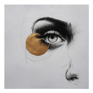 Póster Modern Line Art Eye Poster – Gold Accent Detail