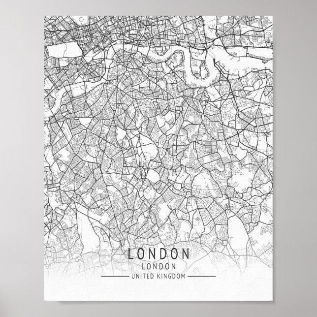 Poster Modern London, England Street Map (Frente)