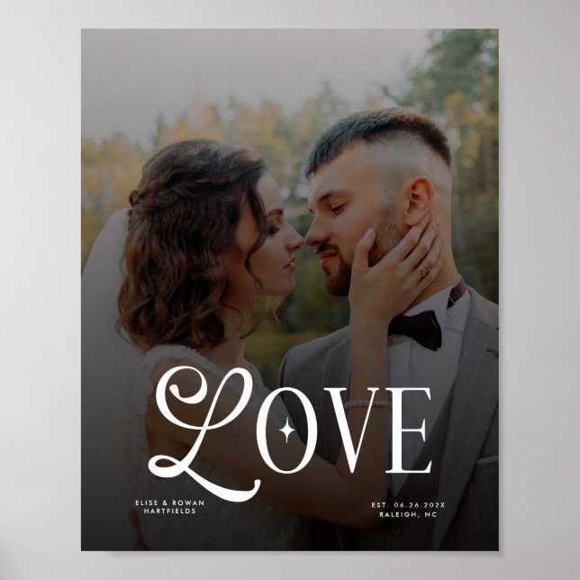 Poster Modern Love Custom Wedding Photo Couples Monogram (Frente)