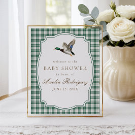 Poster Modern Mallard Duck Gender Neutral Baby Shower