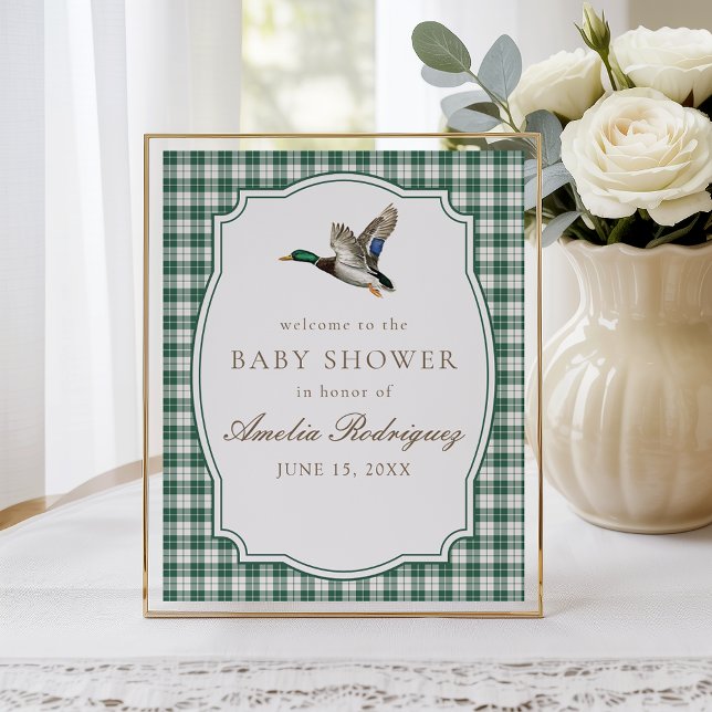 Poster Modern Mallard Duck Gender Neutral Baby Shower (Criador carregado)