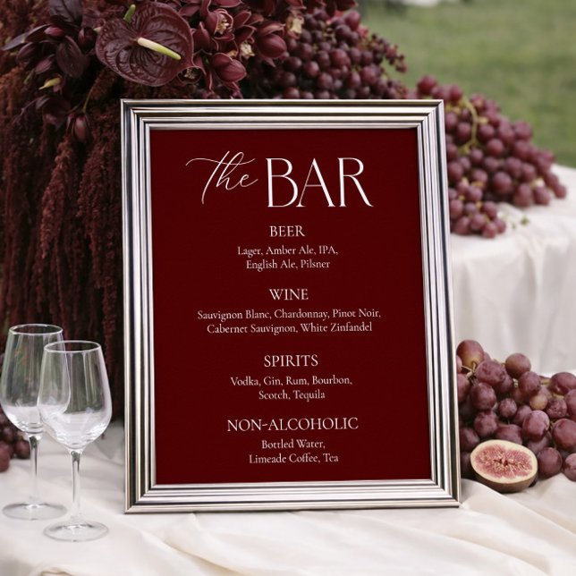 Poster Modern Maroon Wedding Bar  (Criador carregado)