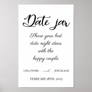 Poster Modern Minimal Date Jar Bridal Shower Activity 