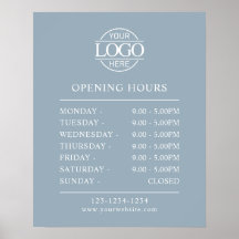 Modern Minimal Dusty Blue Business Opening Hours