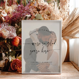 Poster Modern Minimal Elegant Script Wedding Photo Sign