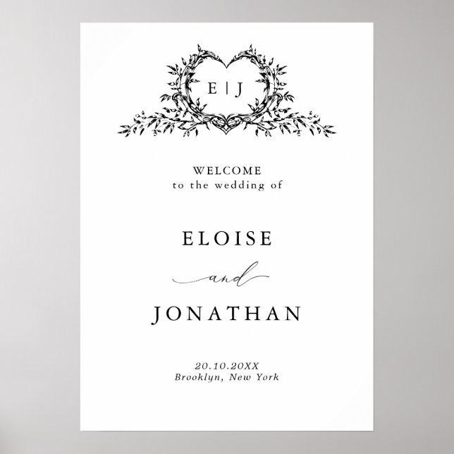 Poster Modern Minimalist Calligraphy Wedding Welcome (Frente)