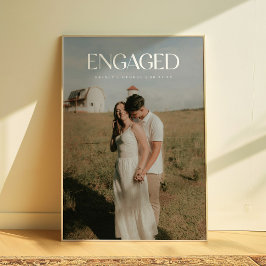 Poster Modern Minimalist Couple Photo "Engaged"