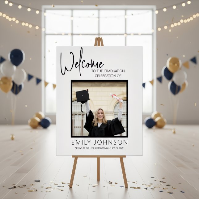 Póster Modern Minimalist Photo Graduation Welcome Sign (Criador carregado)