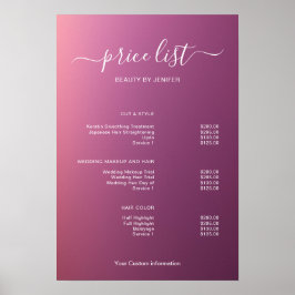 Poster Modern Minimalist Salon Price List Sign for Beauty