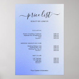 Poster Modern Minimalist Salon Price List Sign for Beauty