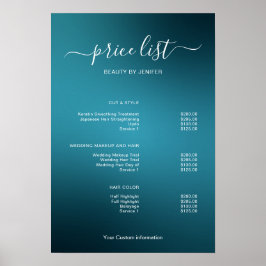 Poster Modern Minimalist Salon Price List Sign for Beauty