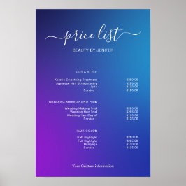 Poster Modern Minimalist Salon Price List Sign for Beauty