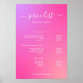 Poster Modern Minimalist Salon Price List Sign for Beauty