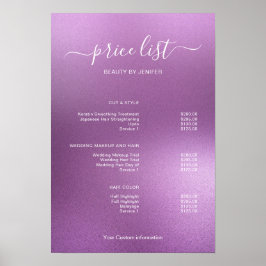 Poster Modern Minimalist Salon Price List Sign for Beauty