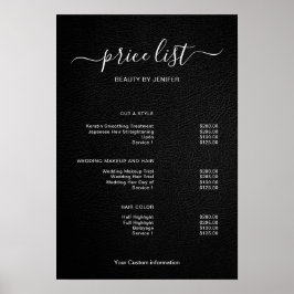 Poster Modern Minimalist Salon Price List Sign for Beauty