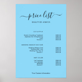Poster Modern Minimalist Salon Price List Sign for Beauty