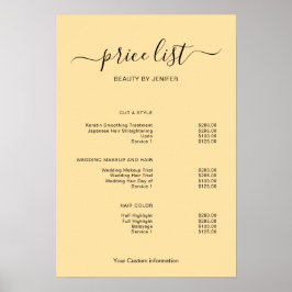 Poster Modern Minimalist Salon Price List Sign for Beauty