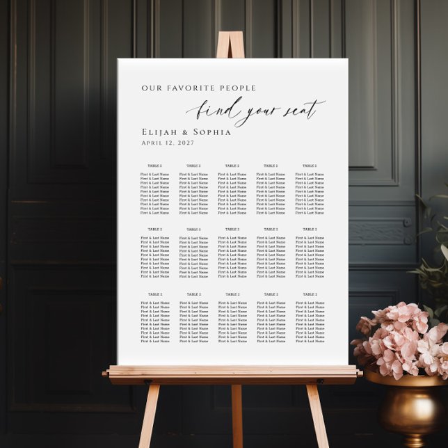 Poster Modern minimalist up to 15 tables seating plan (Criador carregado)