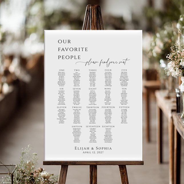 Poster Modern minimalist up to 18 tables seating plan (Criador carregado)