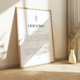 Poster Modern Minimalistic Floral Custom Wedding Vows