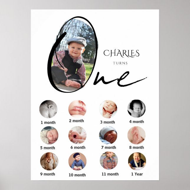 Poster Modern One Year Milestone Photo Collage  (Frente)