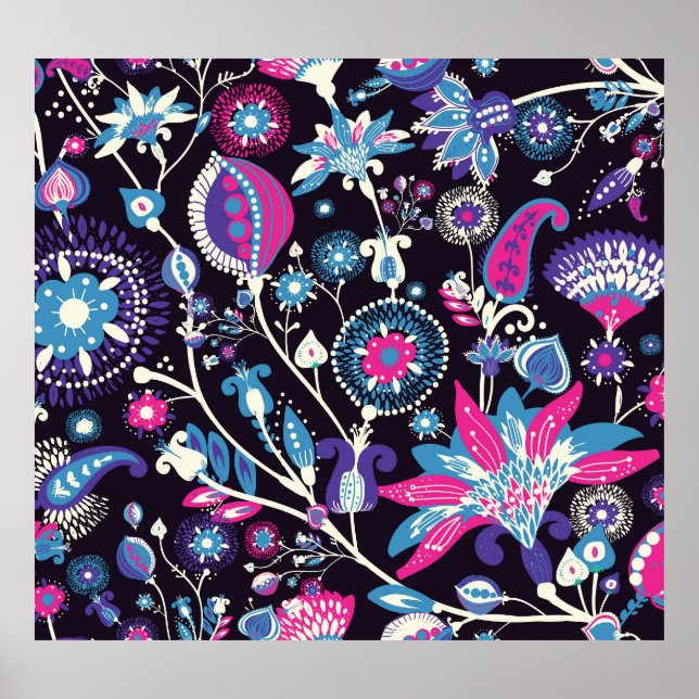 Poster Modern paisley: padrão oriental tradicional. (Frente)