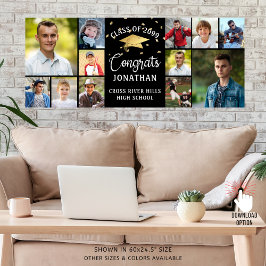 Poster Modern Parabéns Formando 12 Colagem de Fotos Preto