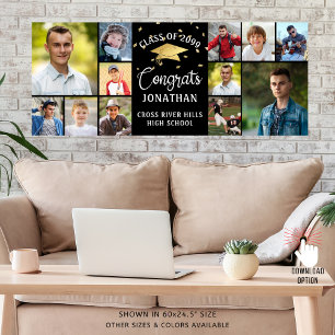 Poster Modern Parabéns Formando 12 Colagem de Fotos Preto