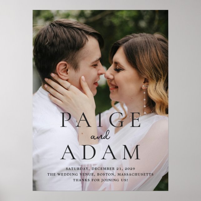 Poster Modern Photo Editorial Wedding Welcome Sign (Frente)