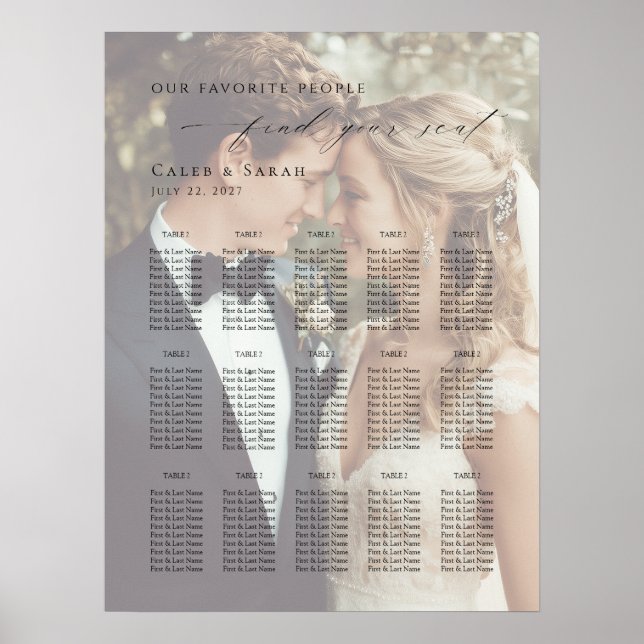 Poster Modern photo seating plan up to 15 tables  (Frente)