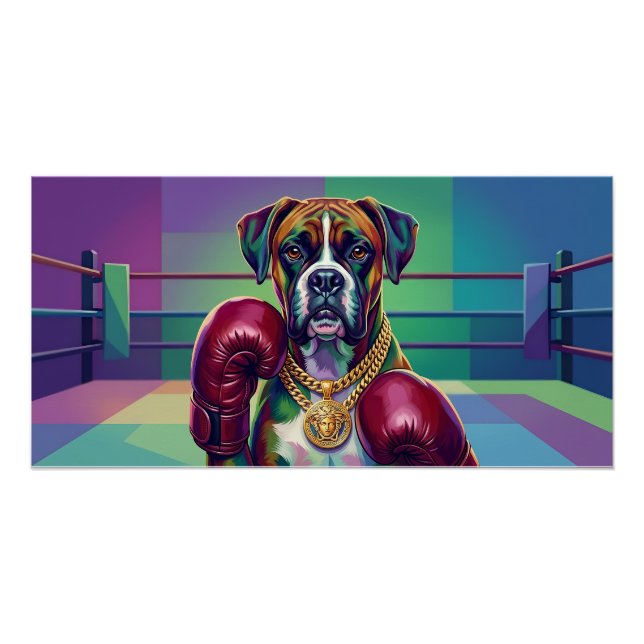 Póster Modern Pop Art Boxer Dog Boxing Athlete (Frente)
